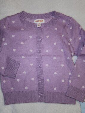 Cat & Jack, Toddler Spring Valenteins Purple Cardigan and Heart Pattern Dress